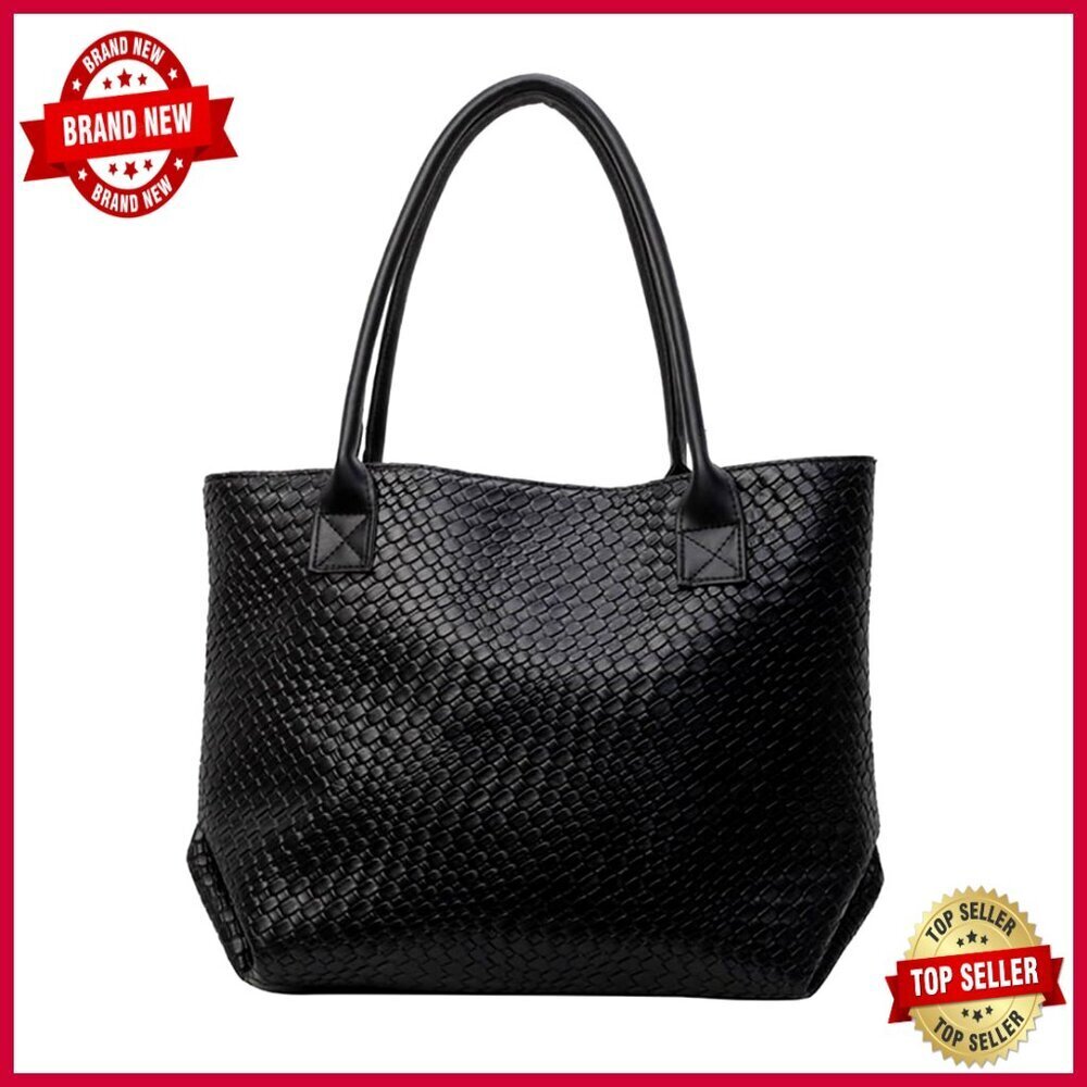 Large Woven Leather Tote Bag Spacious Shoulder Bag Luxury Handbag